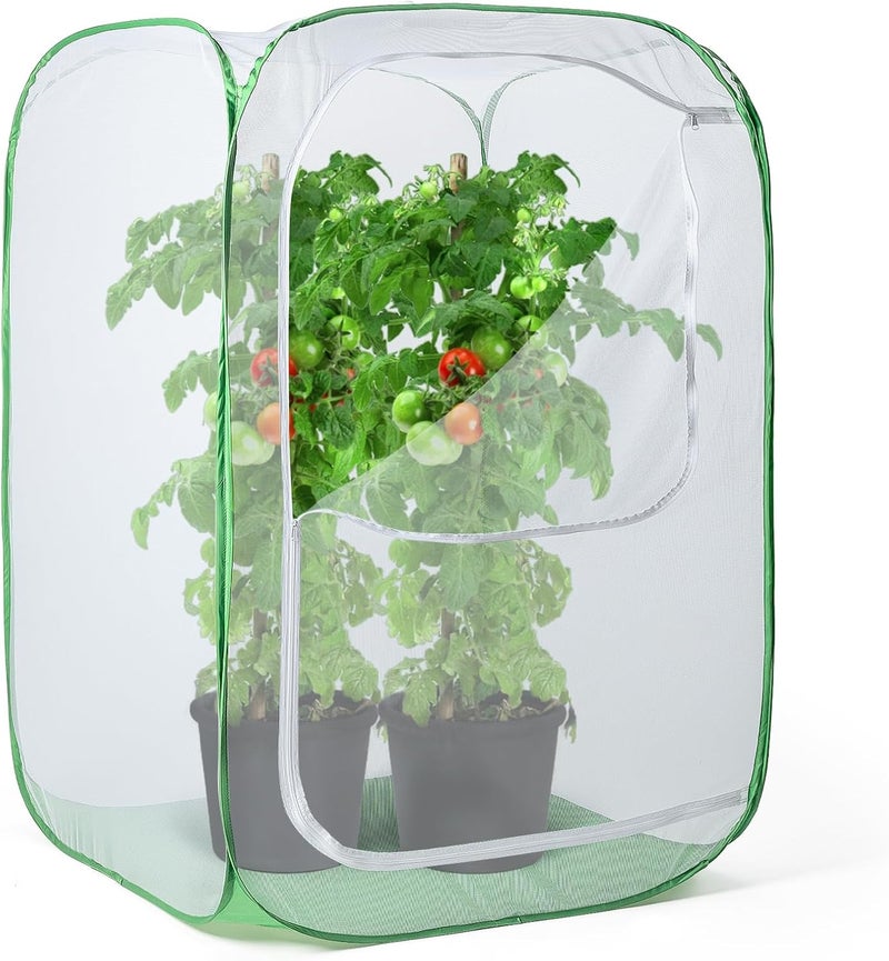 RESTCLOUD 23.6" Outdoor Mesh Plant Enclosure, Plant Cover for Pests, Bird and Pest Protection Guard for Fruit, Vegetables, Flowers and Herbs Pop-Up Cage 15.7 x 15.7 x 23.6 Inches - Image 1
